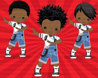 Hip hop dancer boys clipart, break dance, rapping characters, card making,  , embroidery, black hip hop, acid