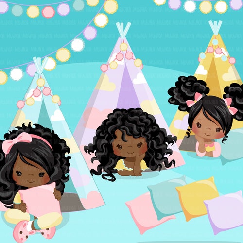 Slumber Party Clipart Sleepover Tents Movie Night Pajama - Etsy