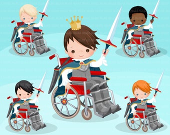 Special Needs Wheelchair clipart, Royal Prince clipart, disability, characters, black,  , disable, handicap, cute