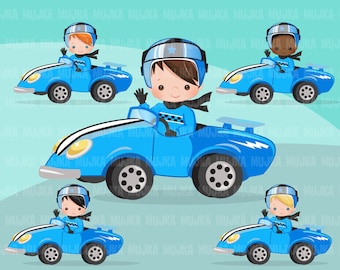 Car Racing Clipart. Race car driver Formula 1 graphics, boys birthday blue team clip art,  , Sublimation Designs, F1 racing