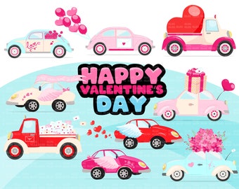 Valentine trucks png, valentine cars png, valentine clipart, valentine's day sublimation designs, pink truck png, pink car png, heart png