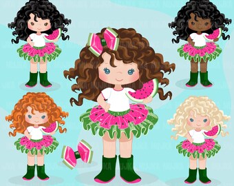 Pink Watermelon Tutu Clipart, Little girl tutu outfits. One in a melon tutu, fashion kids, Sublimation Designs clip art, slice of melon