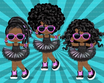 Hip hop clipart, black girls clipart, Black tutu, break dance, rapping afro girl png sublimation t-shirt clip art