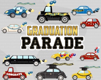 Drive by Graduation parade clipart, quarantine grads party, drive through truck, car, limousine, class of 2021 graphics, PNG clip art