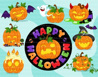 Halloween clipart, pumpkin clipart, pumpkin png, pumpkin stickers, pumpkin face sublimation designs, printable stickers, scary pumpkin png