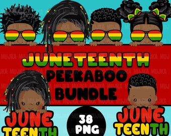 Juneteenth PNG, Juneteenth Bundle, Peekaboo Clipart, Peekaboo girl, peekaboo boy, Best friends, siblings sublimation designs, black boy girl