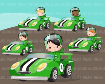 Car Racing Clipart for boys Race car driver Formula 1 graphics.  birthday green team clip art,  , Sublimation Designs, F1 racing