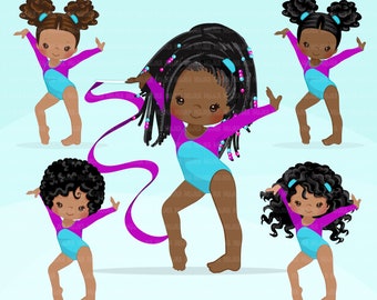 Sports png, Gymnastics Clipart, Gymnast black girls, fitness clipart, afro girls png, school png, gym Sublimation Designs, school clipart