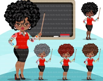 Teacher clipart, Black woman png, School clipart, education clipart, black teacher png, afro teacher png, school sublimation designs