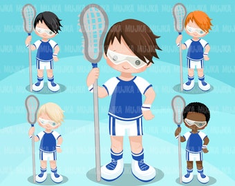 Lacrosse Clipart graphics, boys lacrosse player characters, stickers, Sublimation Designs, school activity clip art