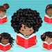 Reading Clipart, Back to School Afro Black Student Girl Graphics ...