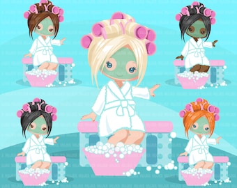 Spa png, clipart de spa, cumpleaños de spa png, clipart de spa con mascarilla facial, diseños de sublimación de spa, invitaciones de spa, chicas de spa png, amor propio png