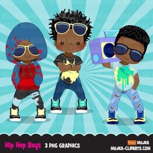 Imágenes prediseñadas de chicos bailarines de hip hop negros afro, boombox, break dance, personajes de rap, imágenes prediseñadas de sublimación digital