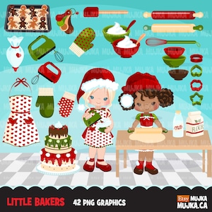 Weihnachtsbäckerei Clipart. Niedliche Bäcker Charaktere, Küche, Party, Kuchen, Konditor, Cookie Grafiken, Clip Art