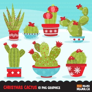 Imágenes prediseñadas de cactus navideños. Cactus lindos, plantas de postres con flores, decoración navideña, imprimibles para fiestas, bordado digitalizado,
