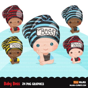 Baby Boss-clipart, jongens met schattige baashoed, zwarte babymutsje-afbeeldingen, sublimatieontwerpen, png-illustraties