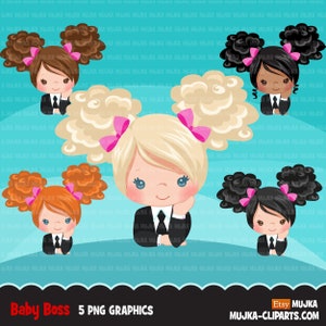 Boss baby clipart, toddler with business suit graphics, afro puff curly girls, Sublimation Designs clip art