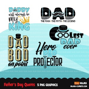 Clipart de citações do dia dos pais, presentes do dia dos pais, pai mais legal, herói, rei, sublimação, gráficos de designs de sublimação, digital PNG