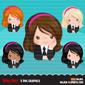 Boss baby clipart, toddler with business suit graphics, short hair girls, Sublimation Designs clip art