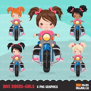 Clipart ragazze motocicliste, ragazze carine in sella a una moto Harley. avventura, all'aperto, motocicletta, grafica, clip art, viaggio su strada, disegni a sublimazione