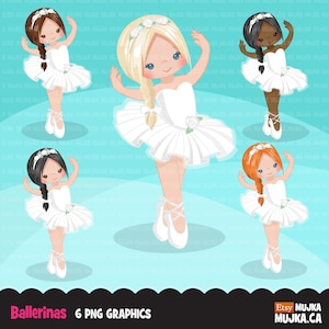 Imágenes prediseñadas de bailarina, personajes de ballet elegantes, pegatinas para planificadores, galletas, bailarinas, tutú blanco, bailarines, recital, imágenes prediseñadas comerciales