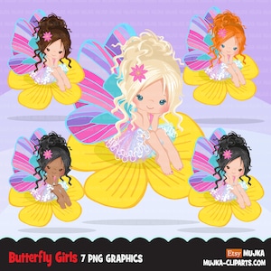 Schmetterling Clipart, Schmetterling Flügel Mädchen Grafiken, Geburtstagsfeier, Gastgeschenke, Topper, Clip Art
