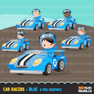 Autorace clipart. Autocoureur Formule 1-graphics, jongens verjaardag blauwe team illustraties, sublimatieontwerpen, F1-racen