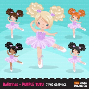 Clipart ballerina, personaggi di balletto, creazione di biglietti neri, biscotti, tutù viola danzante, clipart di ballerini