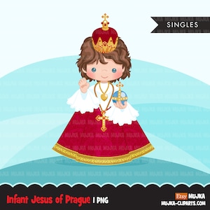 Jesuskind von Prag Clipart, göttliches Kind religiöse Sublimationsentwürfe digitaler Download, katholisches Design, christliche Png-Datei für Cricut