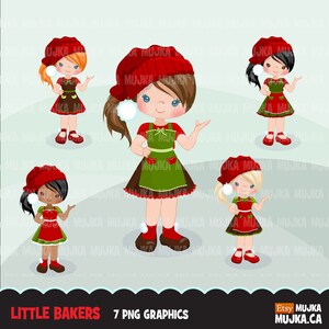 Clipart cuisson de Noël, personnages de boulanger mignons, fête de cuisson de cuisine, chef pâtissier, clipart amusant de cuisson