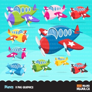 Flugzeug Clipart, Flugzeug, Luftfahrzeug. Niedliche bunte Flugzeuge, Reise, Flug, Babyparty, Sublimationsdesigns Clip Art