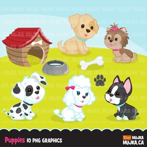 Welpe Clipart. Niedliche Hund Grafik, Keks-Design, Schneiden, Scrapbook, kommerzielle Nutzung Clip Art, Dalmatiner, Pudel, Boston Terrier, Retriever
