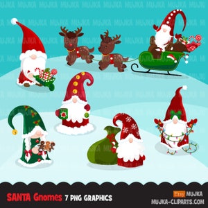 Clipart di gnomi di Babbo Natale, grafica di gnomi scandinavi, Tomte Nisse, illustrazione svedese, festa, noel, clip art di personaggi carini