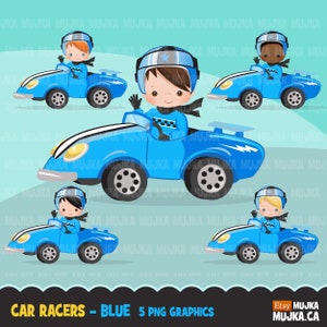 Clipart de course de voiture. Graphismes de pilote de voiture de course de Formule 1, clipart de l'équipe bleue pour l'anniversaire des garçons, dessins par sublimation et course de F1