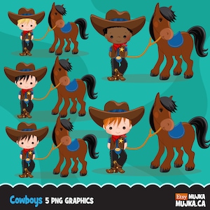 Cowboy Clipart. Wilder Westen Cowboy Clipart - Rot & Blau. Cowboy-Stiefel, Sheriff, Pferde, Cowboy-Grafiken, Printables, Haushaltstabellen, Planer