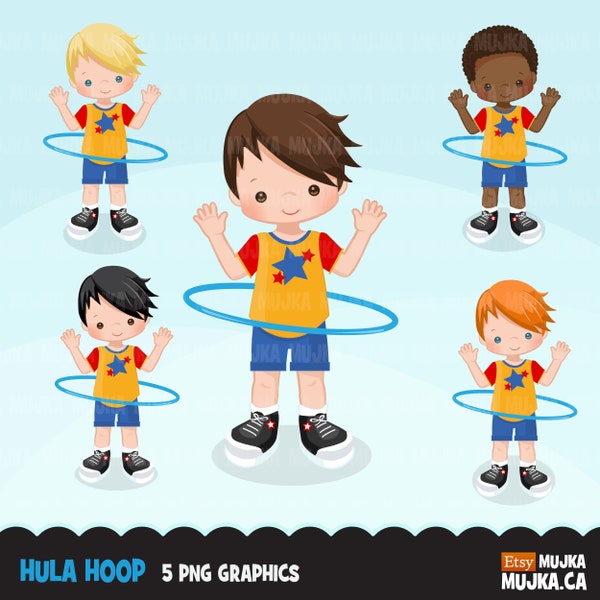 Hula hoop boys Clipart. Outdoors activity, hula hoop graphics illustration, Sublimation Designs clip art, sports