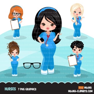 Nurse clipart with scrubs , patient chart graphics, print and cut PNG T-Shirt Designs, Medical clip art