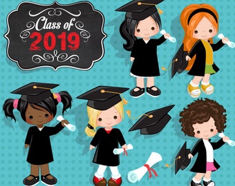 Graduation Clipart. Graduation graphics, cape, scroll, cap, class of 2019 graphics, graduate girls,  , chore charts, girls