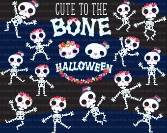 Cute Halloween clipart, cute to the bone, halloween sublimation designs, sugar skull png, skeleton shirt, skeleton clipart, cute bones