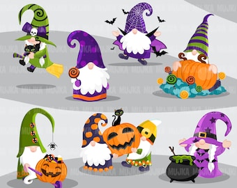 Halloween clipart, Halloween gnomes Clipart, Gnome sublimation graphics, Halloween png, cute halloween png, witch gnome, pumpkin png clipart