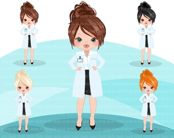 Clipart femme médecin, graphiques d'hôpital, impression et découpe de dessins numériques PNG, clipart fille médicale de quarantaine