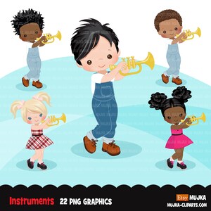 Clipart de trompete, clipart de instrumentos musicais, gráficos educacionais, banda escolar, gráficos de sublimação de músicos, clipart PNG