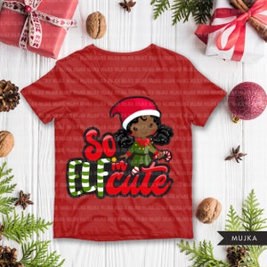 Kerstsublimatieontwerpen, So Elfin Cute sublimatieontwerpen digitale download, T-shirtafbeeldingen, Black Elf little boy and girl