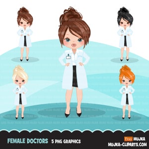 Female Doctor clipart, hospital graphics, print and cut PNG digital Designs, quarantine Medical girl clip art image 1