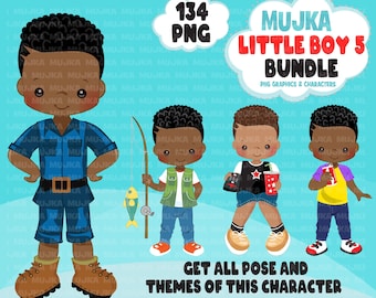 Black boy png Bundle, Black boy clipart, black boy art, little boy digital sticker, afro boy designs, planner stickers, afro birthday boy