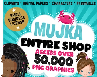 Entire Shop Access, Whole Shop Bundle, Commercial License included Clipart, Lifetime Access, PNG Mega Shop Bundle, Digital Paper & Graphics