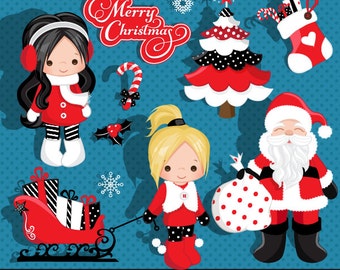 Merry Christmas Clipart Girls 2 Clipart Instant Download Christmas Graphics