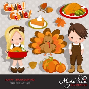 Clipart de Ação de Graças. Gráficos de Ação de Graças, abóbora, peru, torta de abóbora, scrapbooking, bordado, confecção de cartões, personagens fofinhos, outono