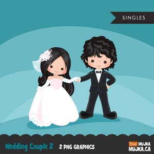 Hochzeitspaar Clipart, Braut und Bräutigam Grafiken, Valentinstag Paar, niedliche Charaktere, Scrapbooking, Kartengestaltung, Stickerei, Planer Art