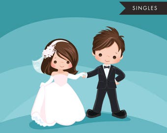 Wedding couple clipart, bride and groom graphics, valentines day couple, cute characters, scrapbooking, embroidery,  , cut